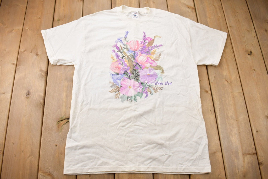 Vintage 1990s Cape Cod Flowers Souvenir T Shirt