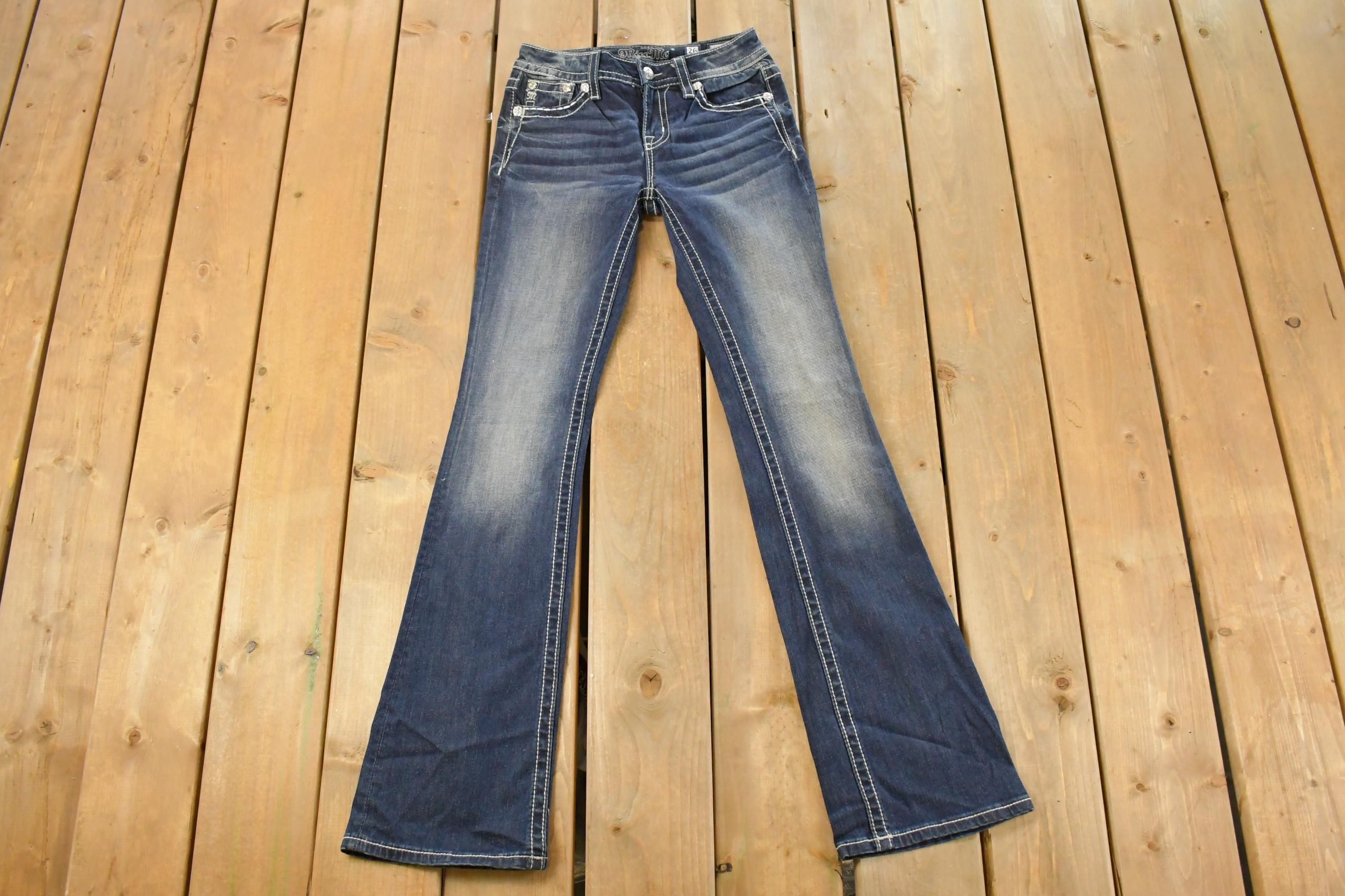 Vintage Deadstock Y2K Miss Me Bedazzled Low Rise Jeans Women's Size 26x31
