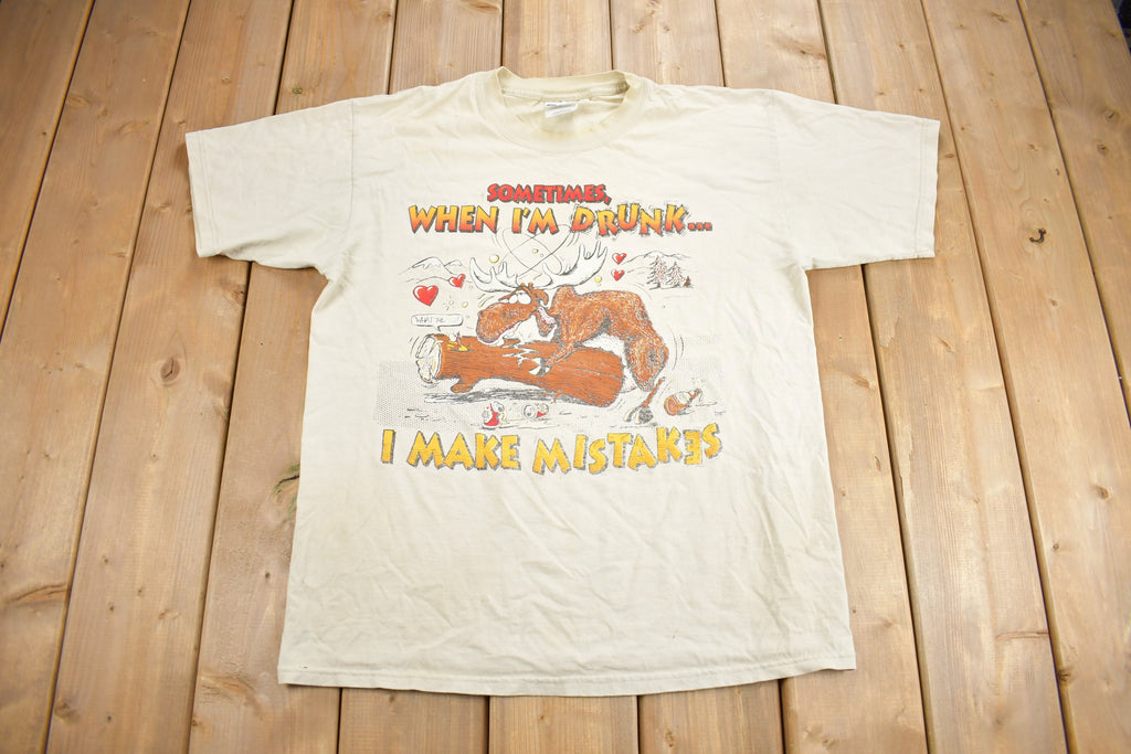 Vintage 1990s Drunk Moose Funny Graphic T Shirt