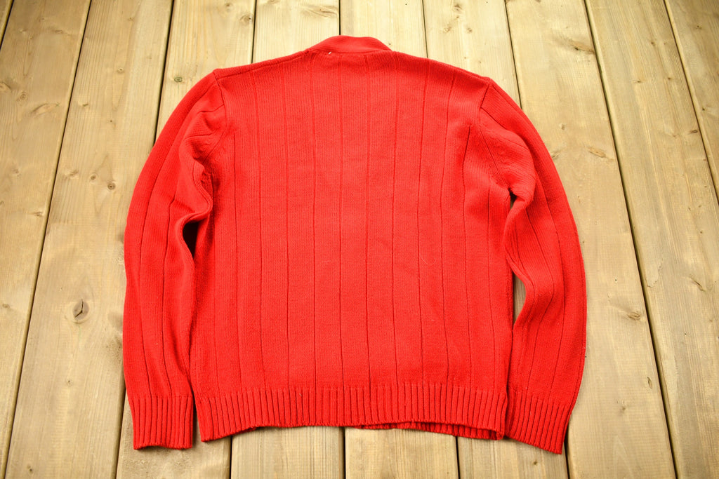 Vintage 1980s Red Knitted Cardigan Sweater
