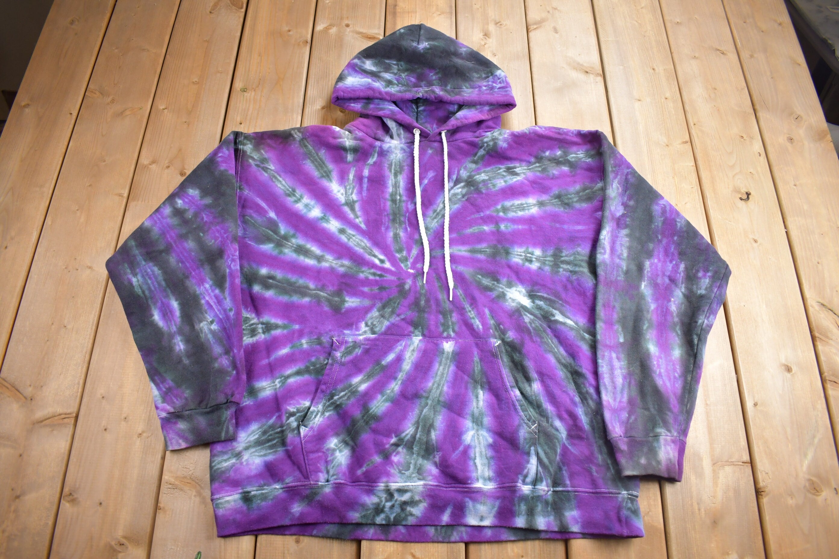 Vintage 1990s Hanes Purple tie Dye Graphic Hoodie