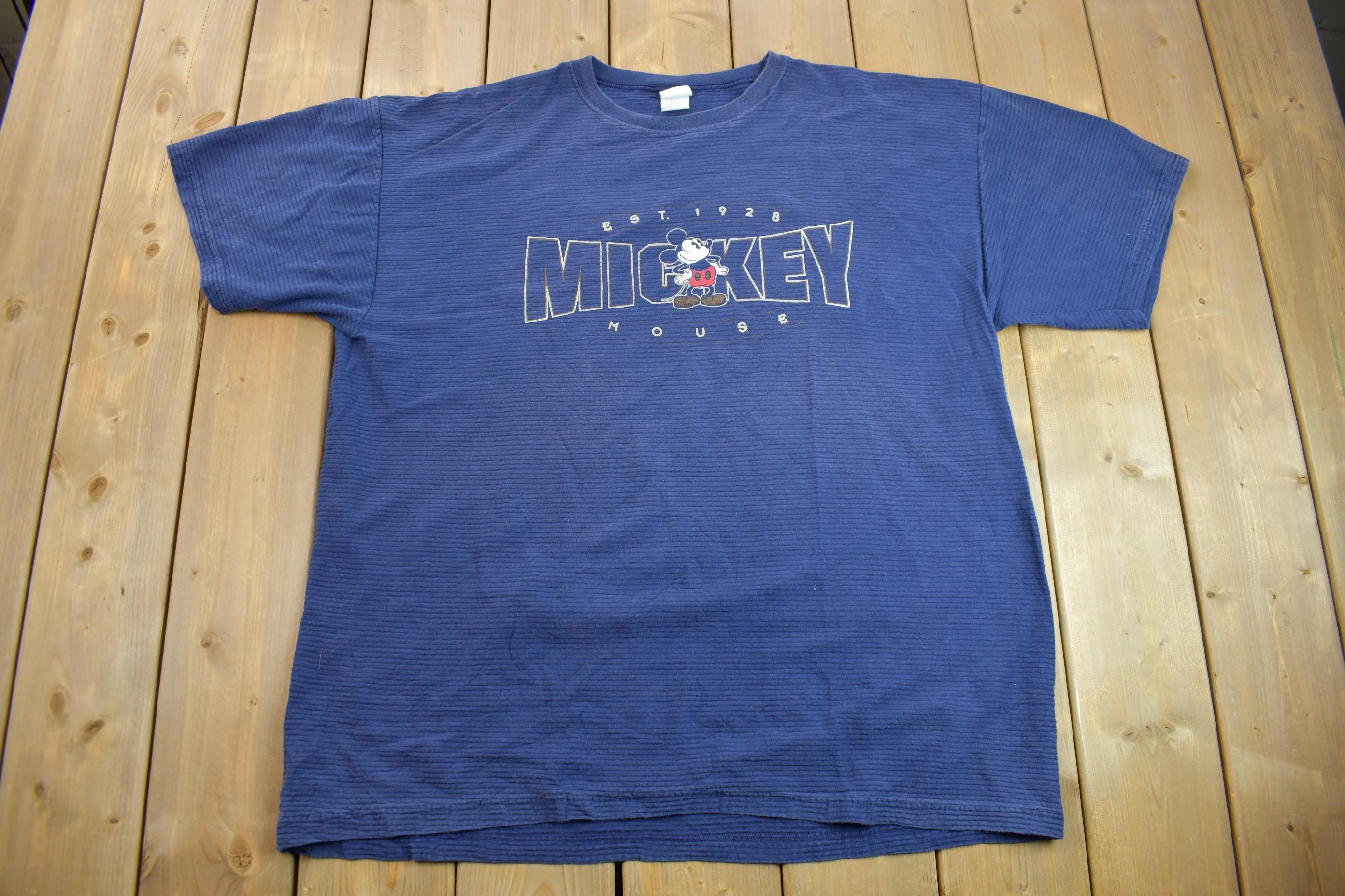 Vintage 1990s Disney Store Mickey Mouse Graphic T-Shirt  Striped  Size XXL  90s Disney