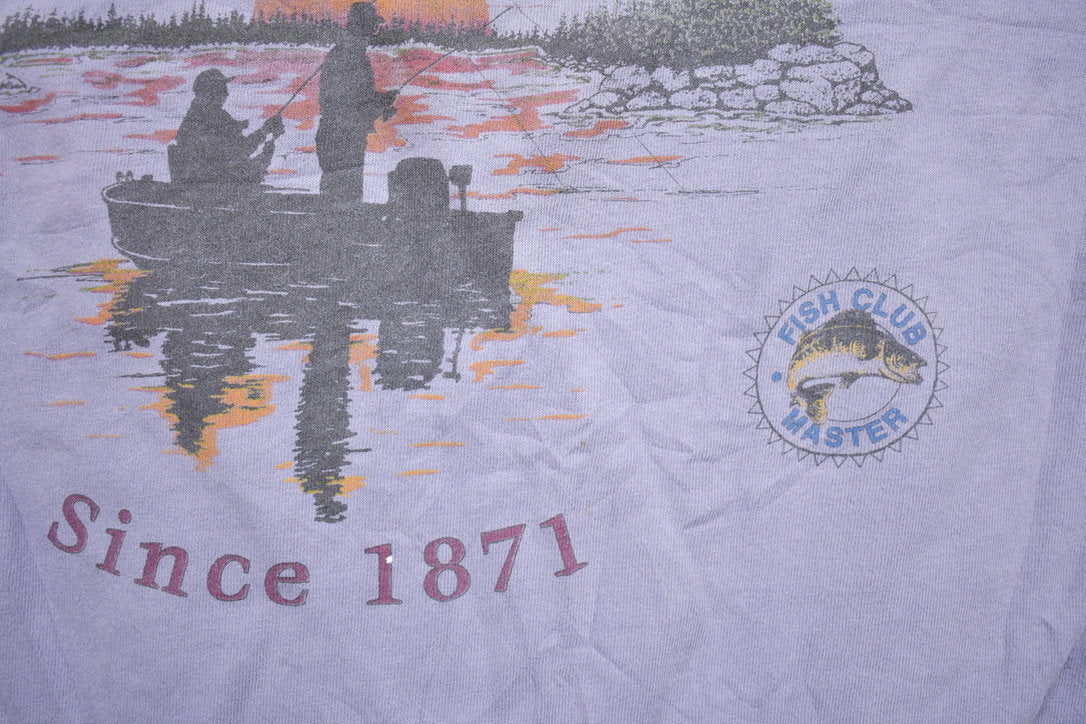 Vintage 1990s Field & Stream Sunset Graphic T Shirt / Vintage T Shirt / Rare Vintage / Streetwear / Single Stitch / Made In USA / Fish Club