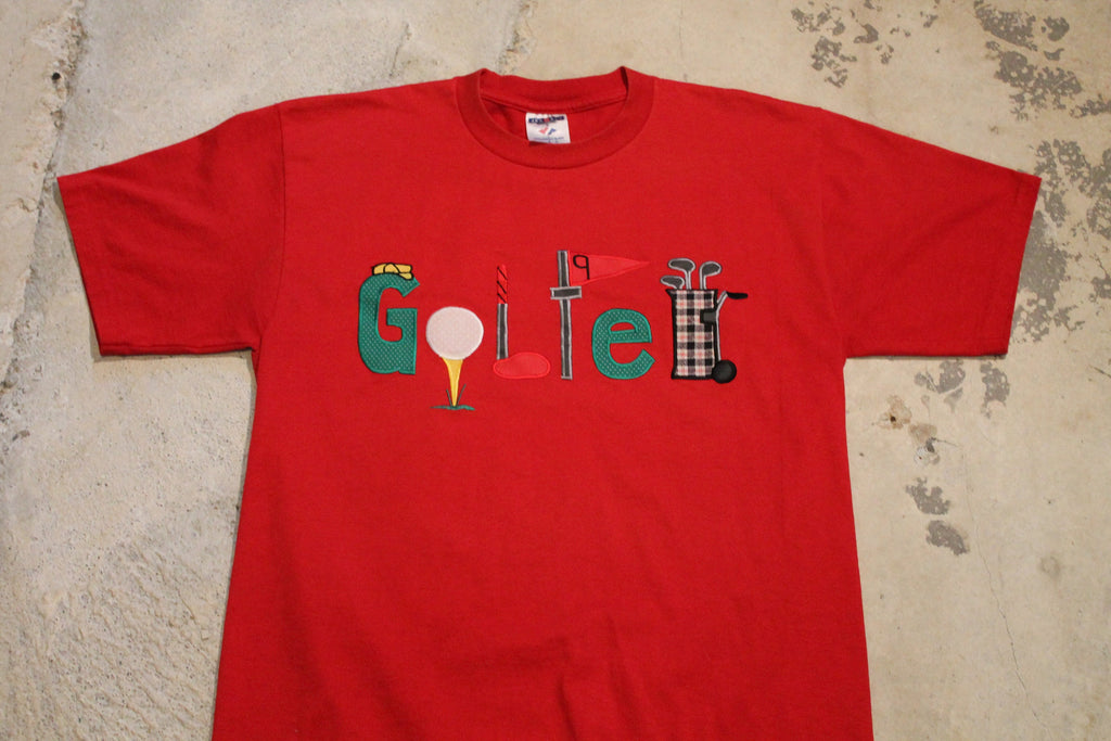 Vintage 1990s Golfer Graphic Golfing Theme T Shirt