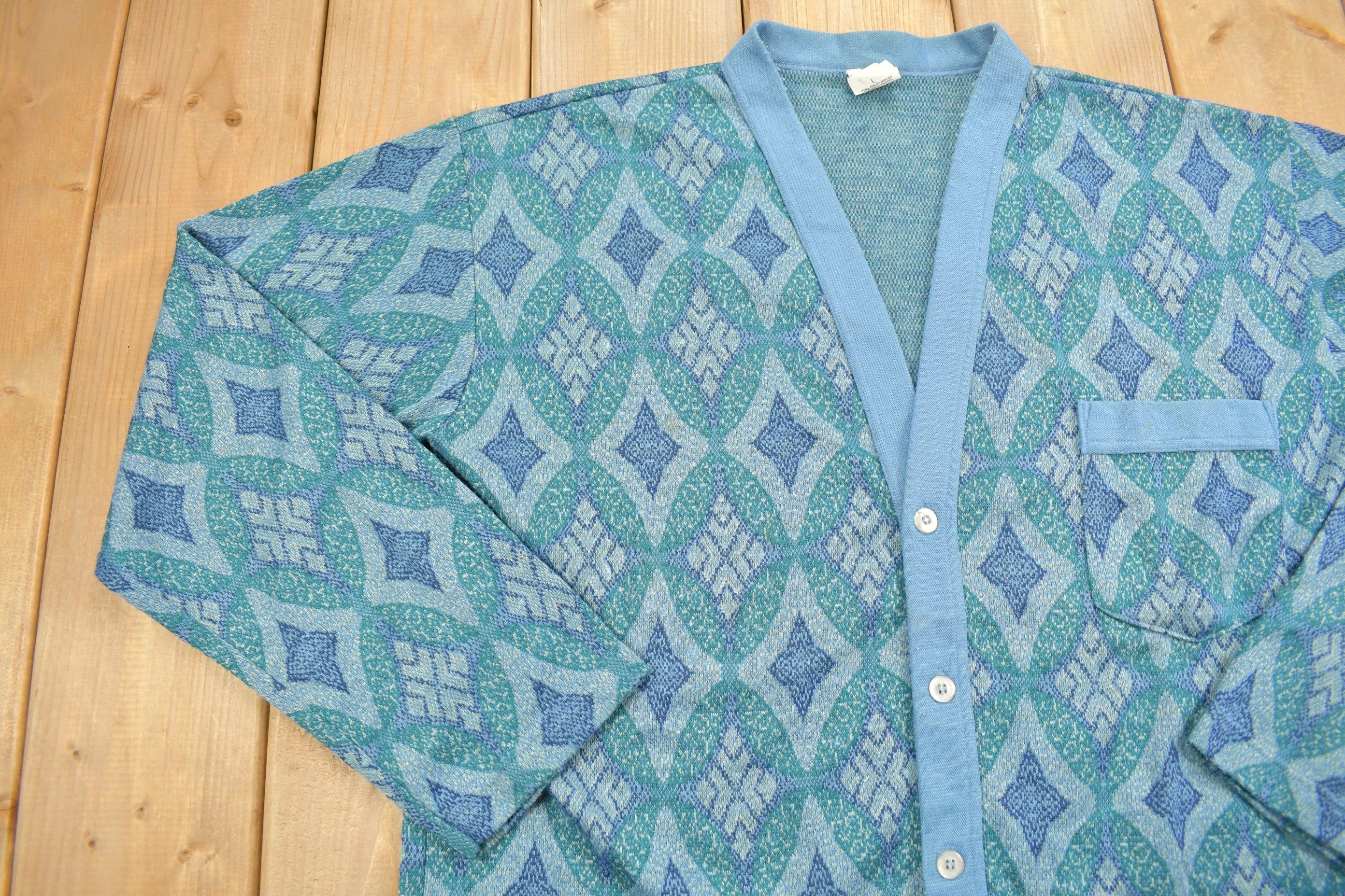 Vintage 1990s Abstract Button Up Cardigan Sweater