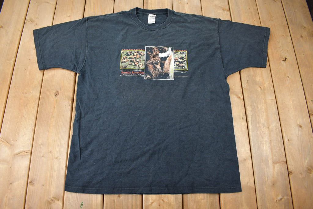 Vintage Y2K Buffalo Roundup Custer State Park Graphic T-Shirt Size 2XL