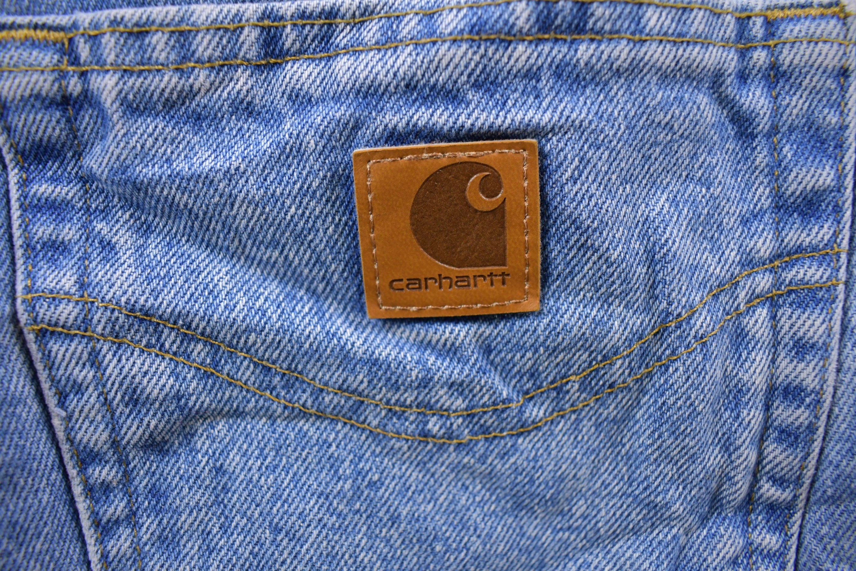 Vintage 1990s Carhartt Work Blue Denim Pants Size 32 x 28