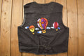Vintage 1990s Arizona Jean Company Hot Air Balloon Embroidered Denim Vest