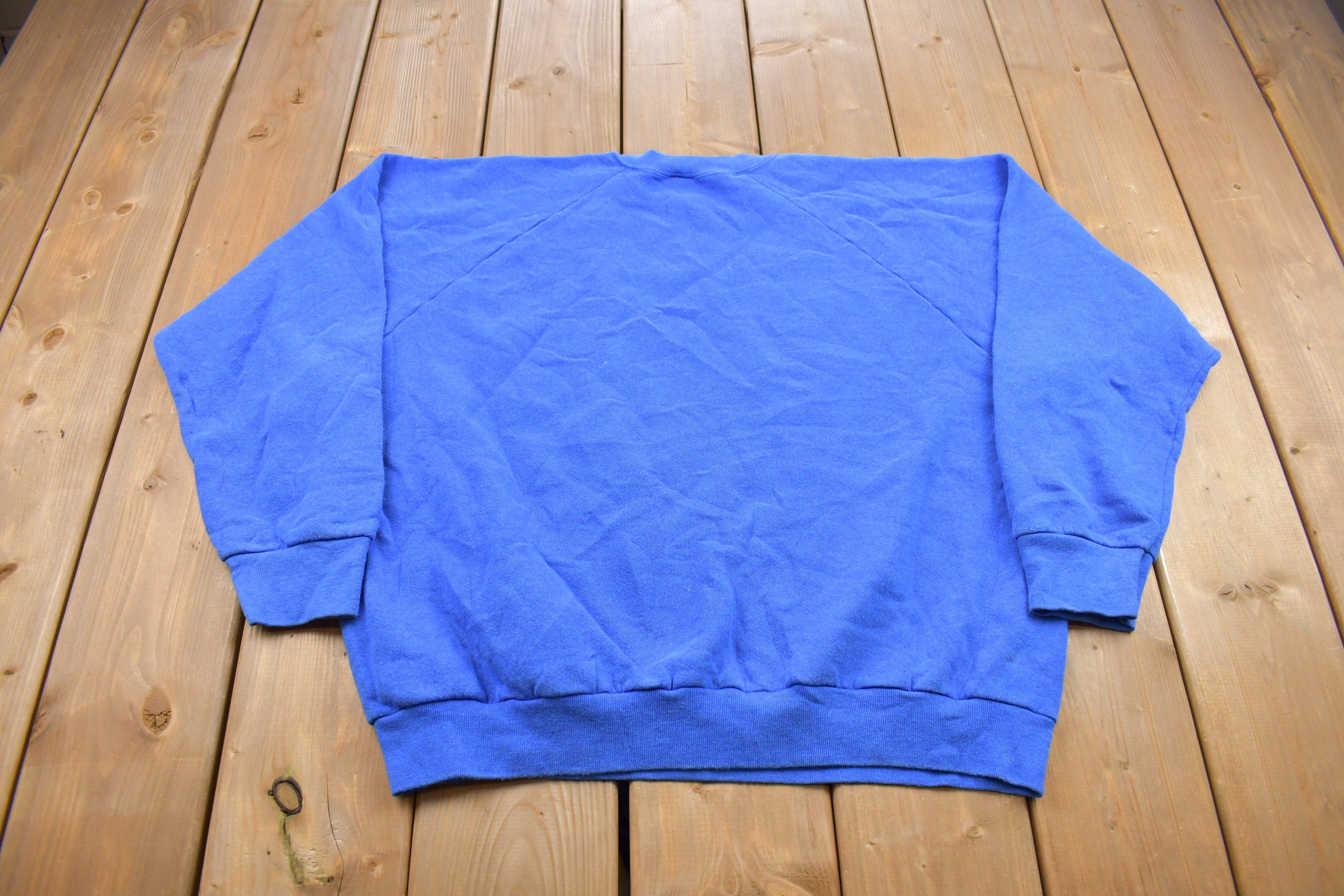 Vintage 1990s Blank Blue Crewneck Fruit of the Loom Sweatshirt