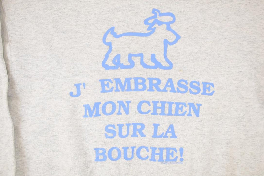 Vintage 1990s French Dog Funny Graphic Print Crewneck Sweatshirt Mens M