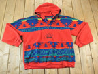 Vintage 1990s Aztec Off Day Fashion Fleece Outdoorsman Hooded Sweater