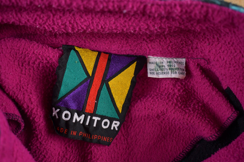 Vintage 1990s Komitor Full Zip Abstract Print Fleece Sweater