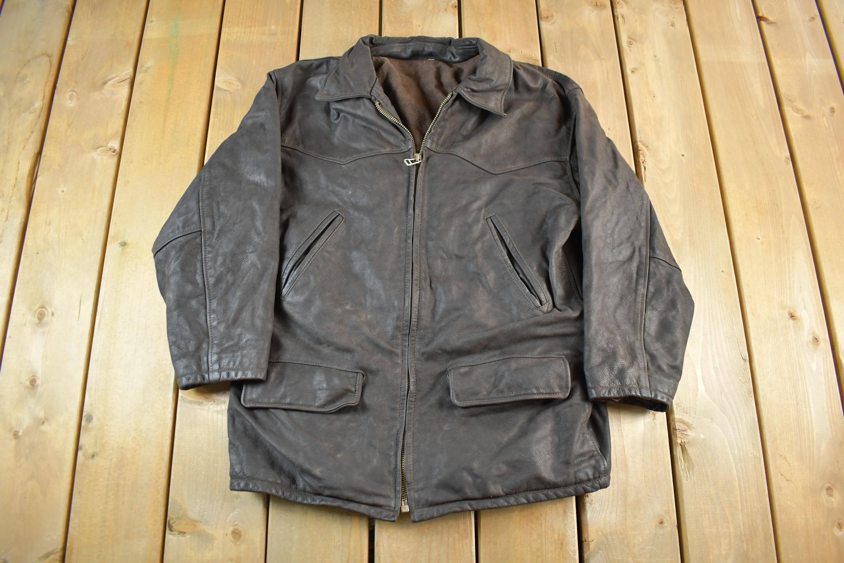 Vintage 1980s Lined Leather Jacket Women's Large