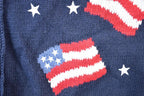 Vintage 1990s Christopher & Banks AOP American Flag Knit Abstract Pattern Cardigan Sweater Vest