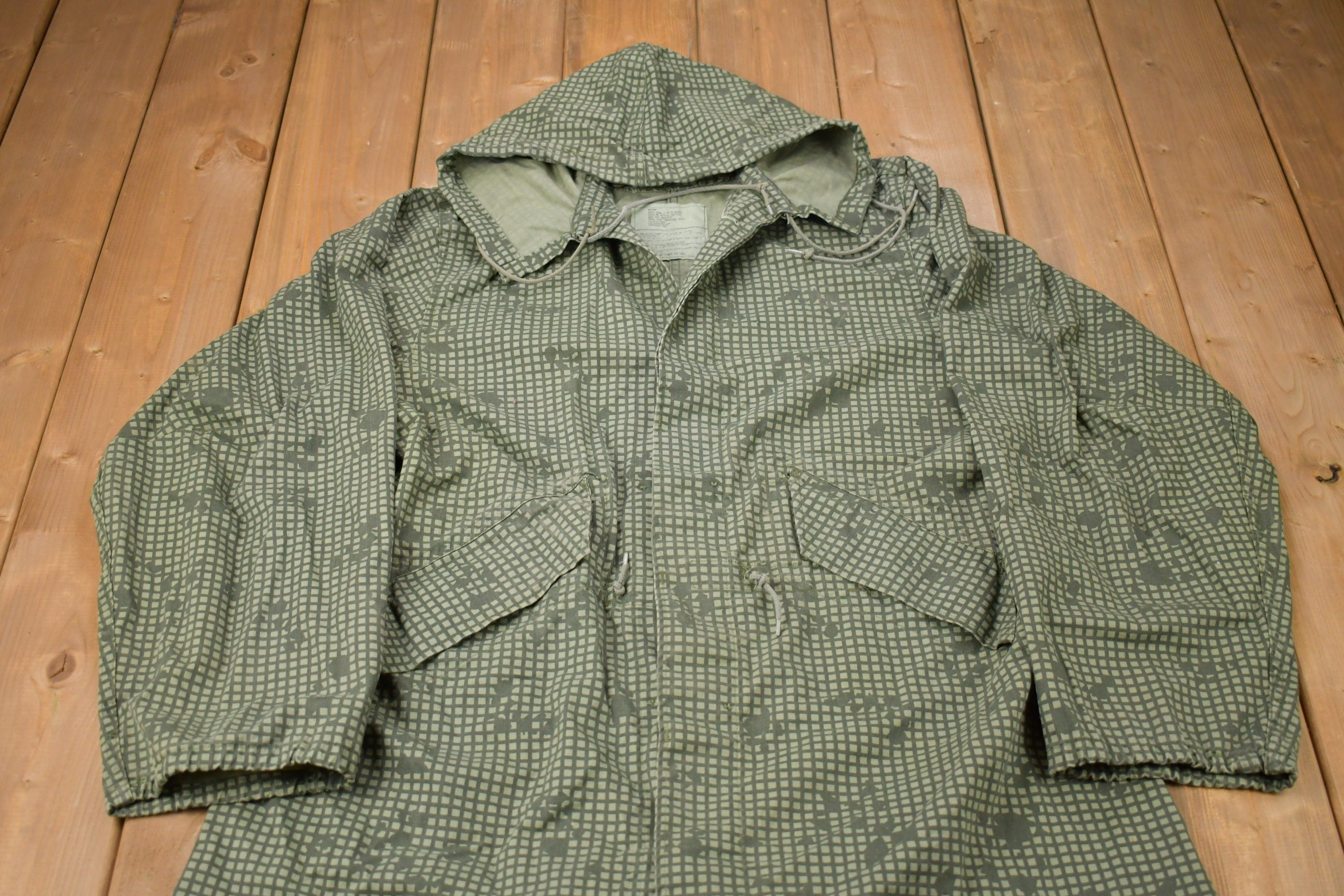 Vintage 2001 Military Hooded Overcoat Jacket