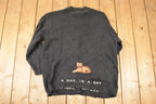 Vintage 1990s The Quacker Factory AOP Embroidered Cat Knit Cardigan Sweater Women's XL  90s Knitted Sweatshirt  Vintage Preppy Knits