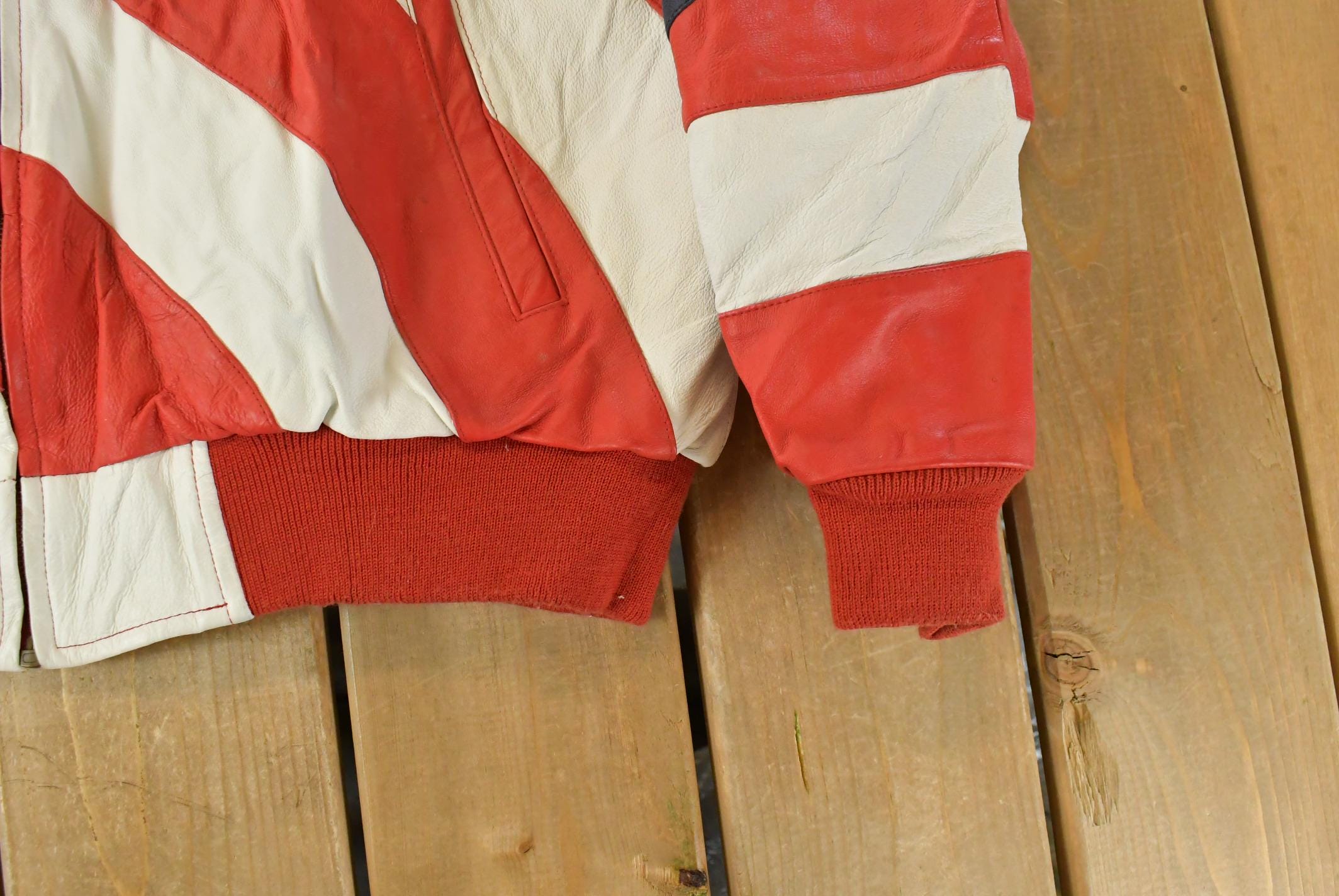 Vintage 1990s Michael Hoban Wheremi American Flag USA Leather Jacket Men's XL