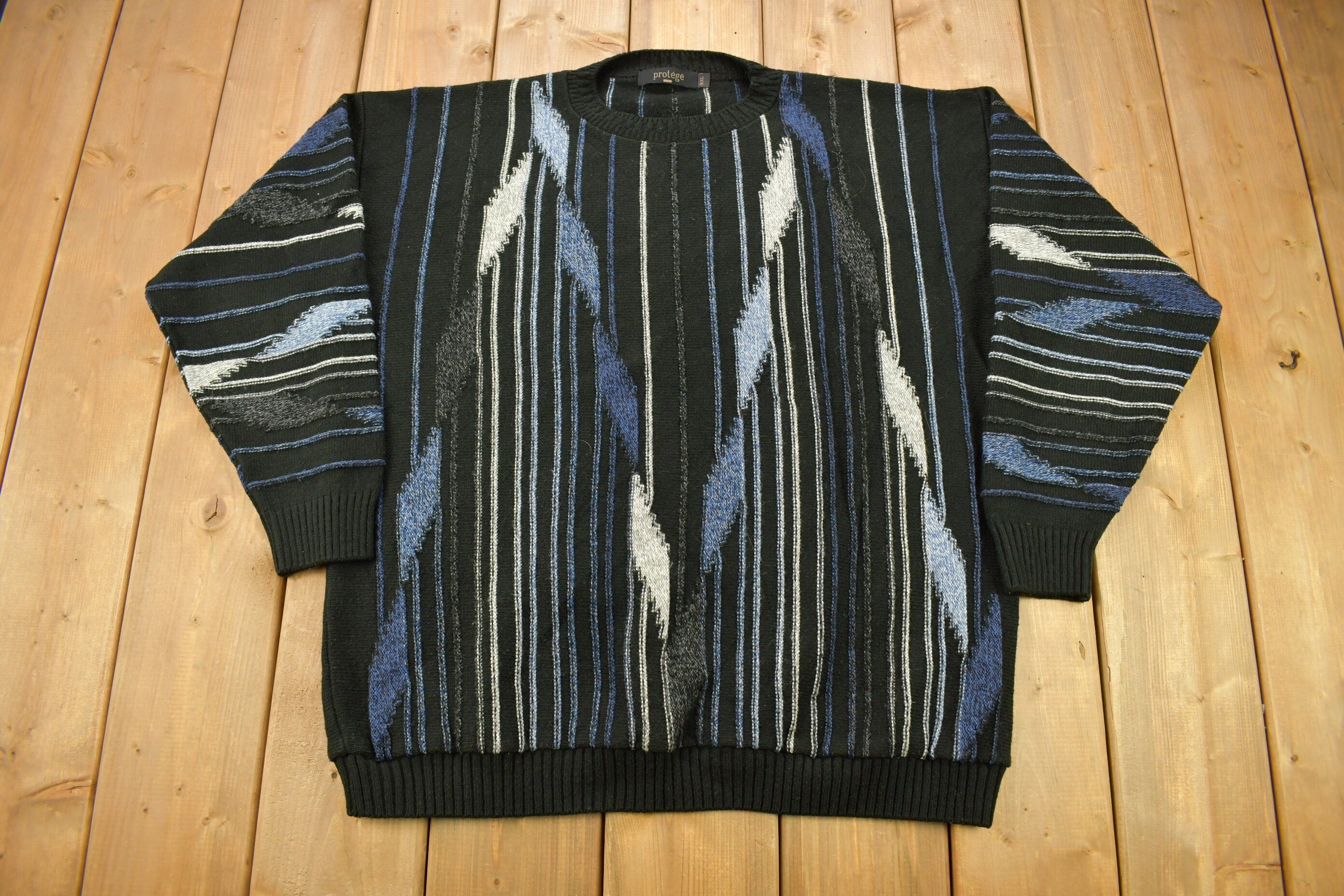 Vintage 1990s Protégé 3D Cable Knit Crewneck Sweater
