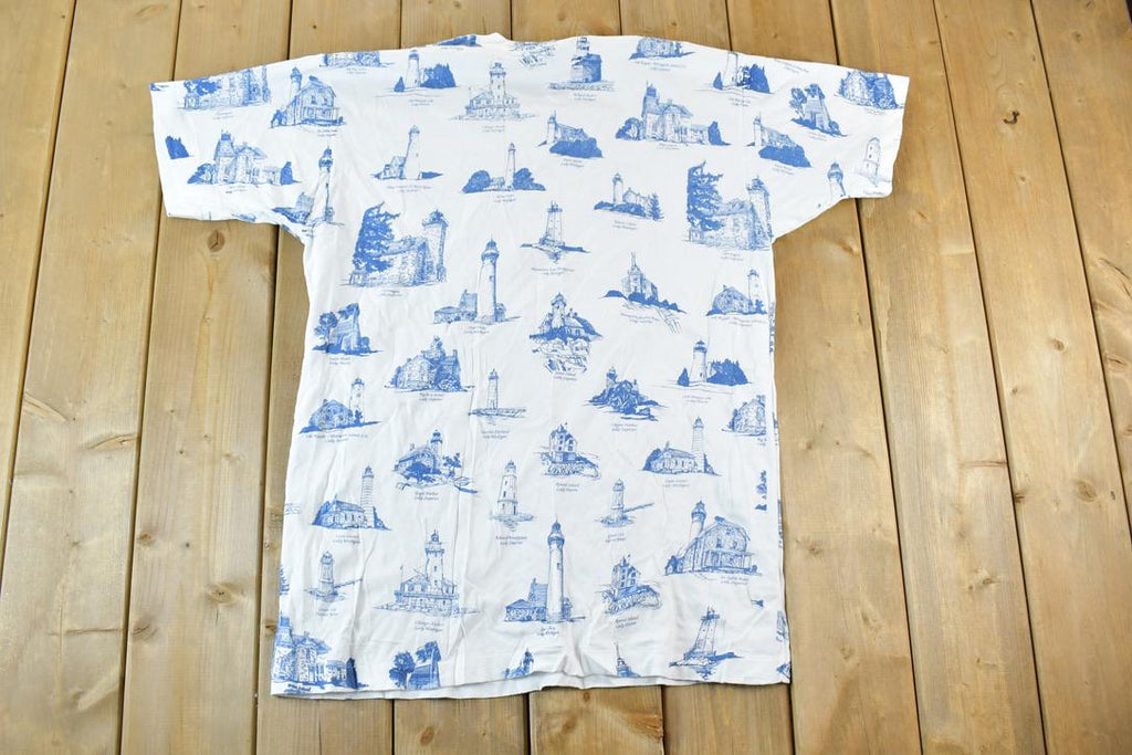 Vintage 1990s Duluth Superior AOP Lighthouses Single Stitch T-Shirt  90s Vintage Souvenir Tee  Rare Vacation Tee  Summer Shirt