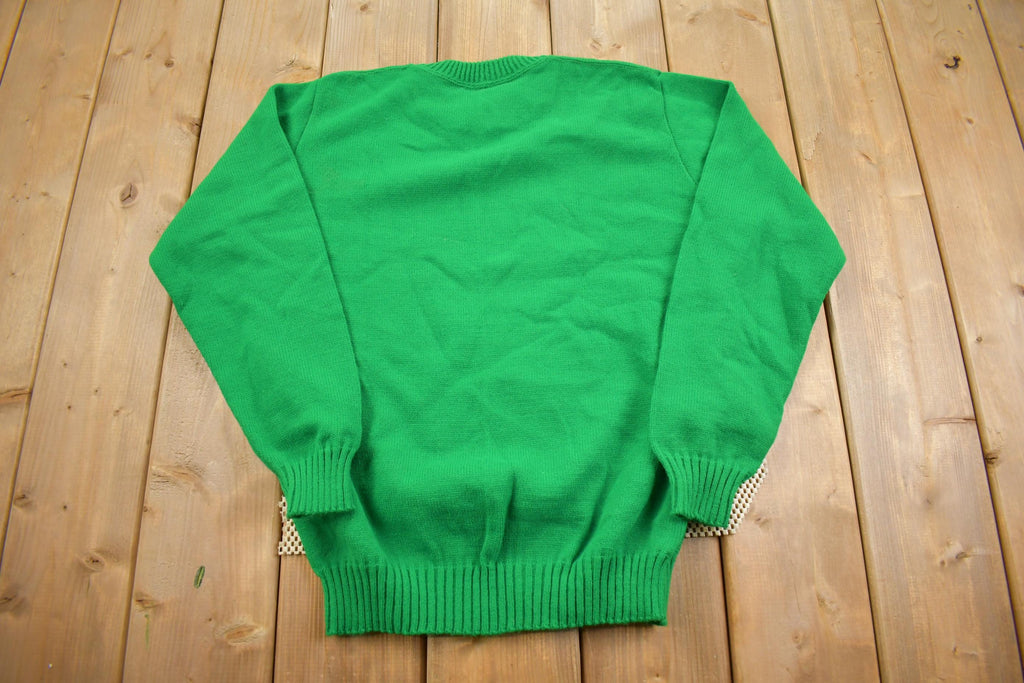 Vintage 1990s Marshall Spellout Varsity Knit Crewneck Sweater - Medium