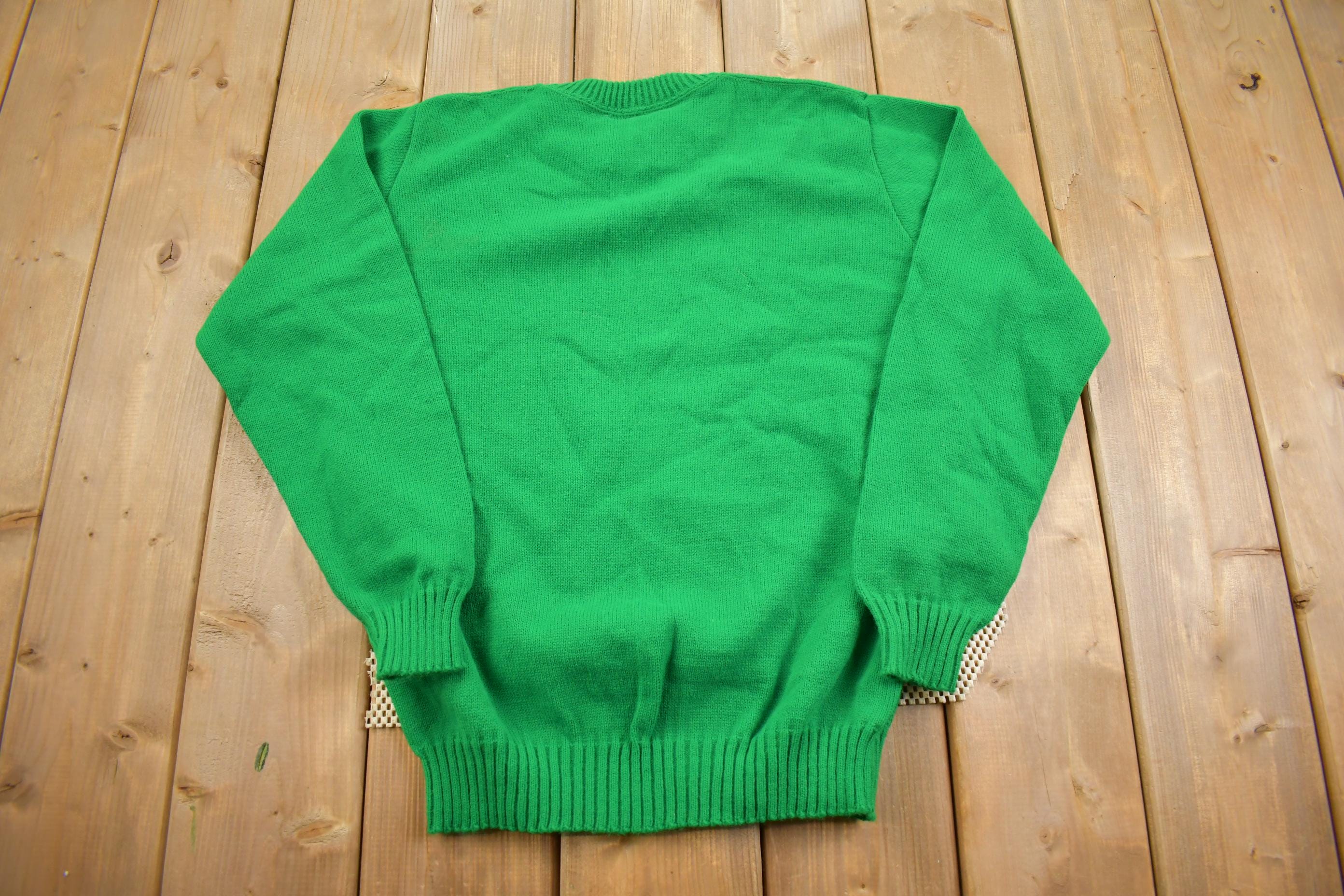 Vintage 1990s Marshall Spellout Varsity Knit Crewneck Sweater - Medium