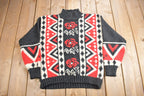 Vintage 1990s Rose Theme Hand Knit Sweater