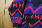 Vintage 1980s Express Knitted Abstract Cardigan Sweater Jacket