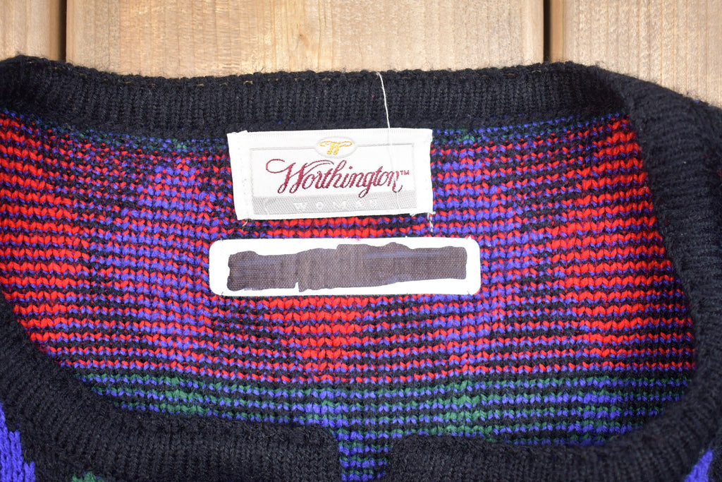 Vintage Worthington Knitted Diamond Pattern Cardigan Sweater