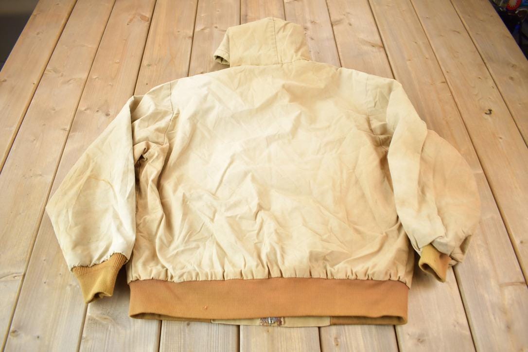 Vintage 1980s Distressed Carhartt Beige Active Jac Jacket Size X Large Made In USA