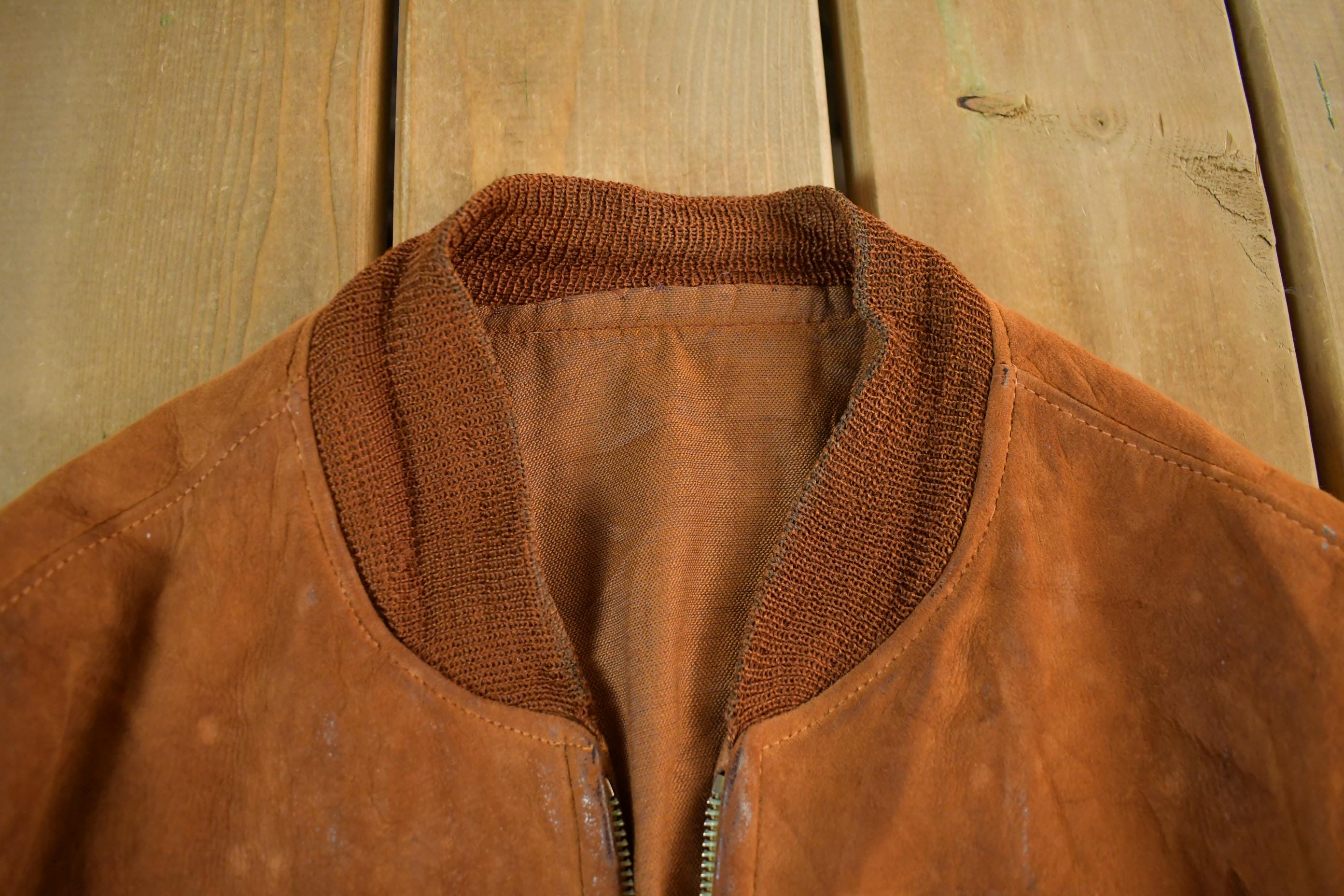Vintage 1950s Suede Leather Bomber Jacket Adult Small