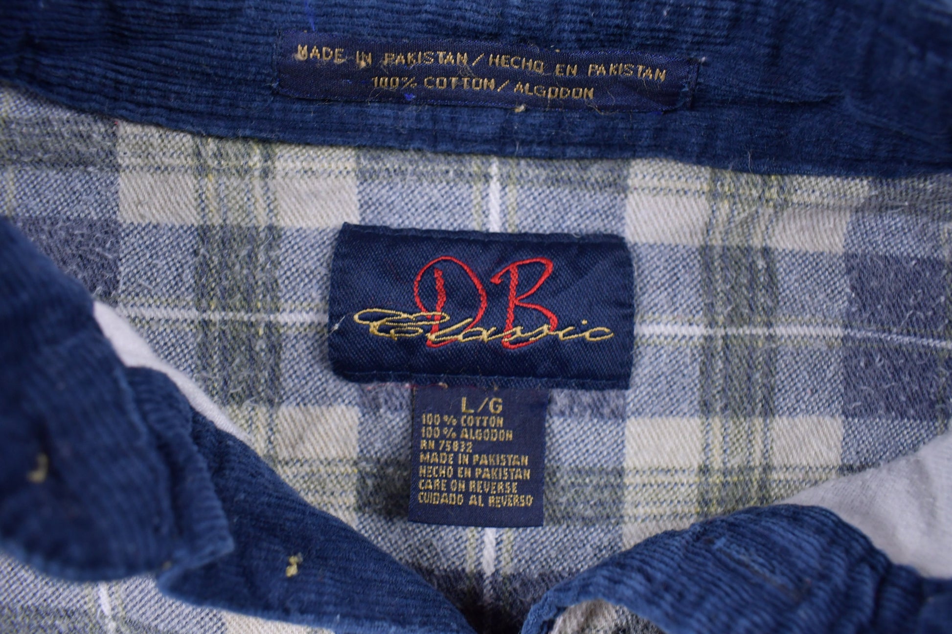 Vintage 1990s DB Classic Plaid Collared Crewneck Sweatshirt / Small Hole in Arm 90s Crewneck / Made In USA / Essential / Streetwear / 90s