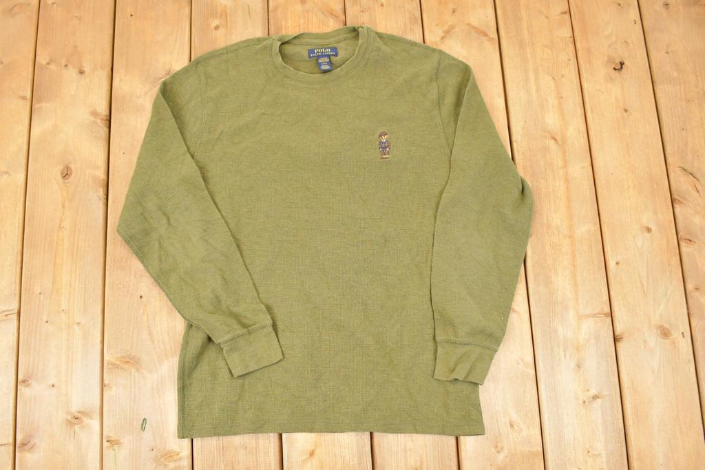 Vintage 1990s Polo Ralph Lauren Sleepwear Embroidered Mini Bear Knit Crewneck Sweatshirt Men's M