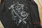 Vintage Y2K Sons of Anarchy Grim Reaper Thermal Knit Long Sleeve Shirt Men's / 2000s Hip Hop Fashion / Y2K Streetwear