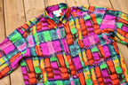 Vintage 1990s Geometric Rainbow 100% Silk Button-Up Blouse