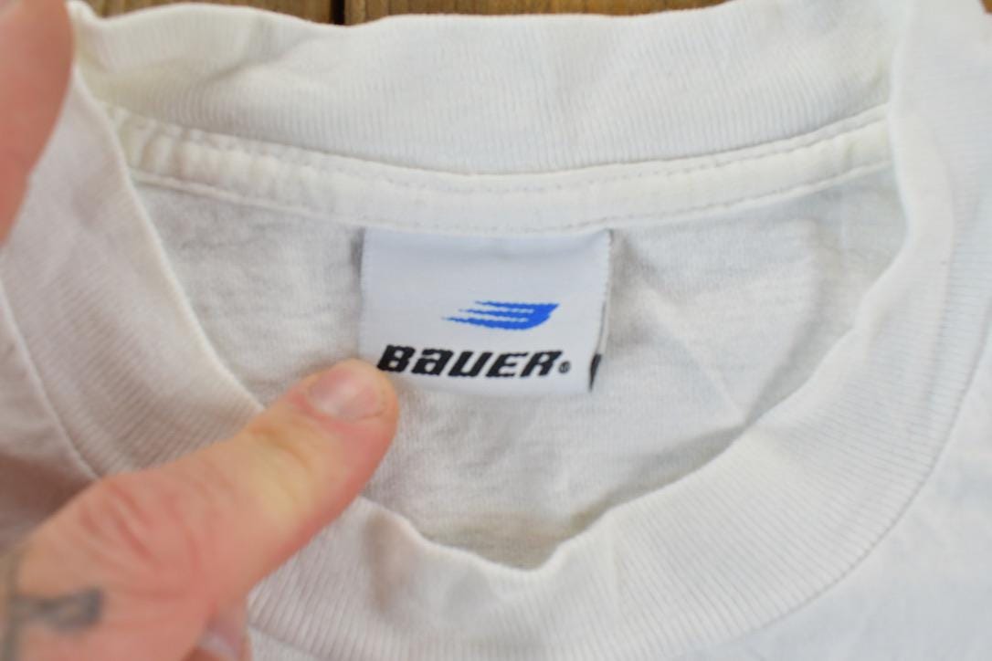 Vintage 1990s Bauer Hockey Graphic T-Shirt / Vintage T Shirt / Streetwear / Graphic Tee / Single Stitch /