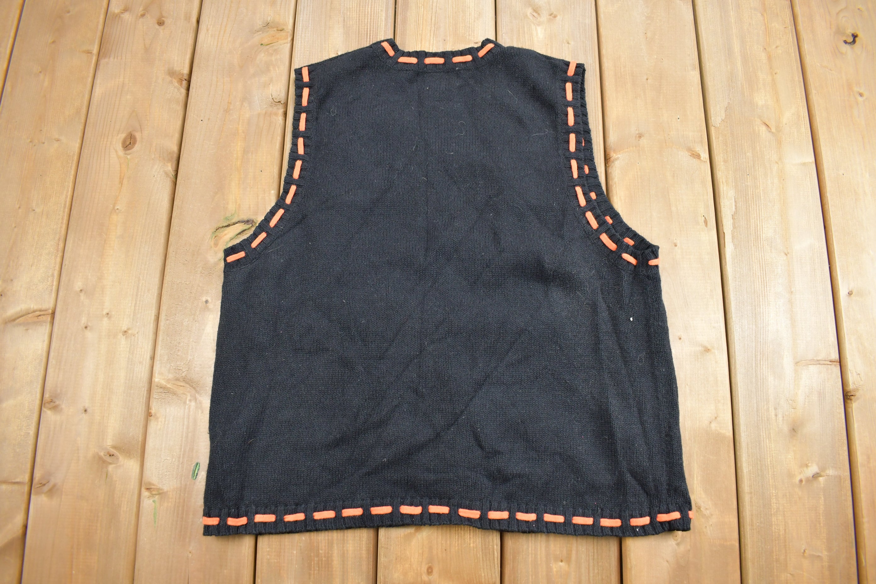 Vintage 1990s Mandal Bay Halloween Theme Knit Cardigan Vest