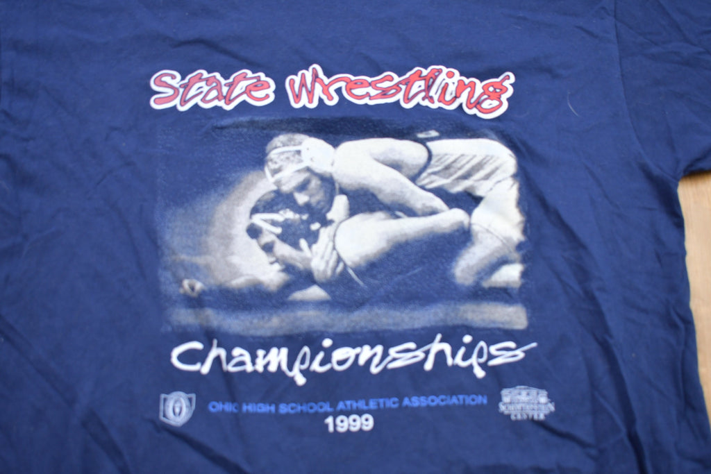 Vintage 1999 State Wrestling Graphic T-Shirt