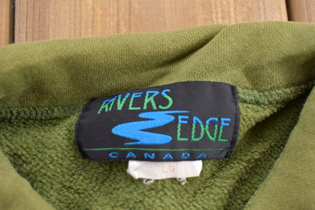 Vintage 1990s Elm Grove Cottages Fishing Theme Quarter Zip Sweatshirt