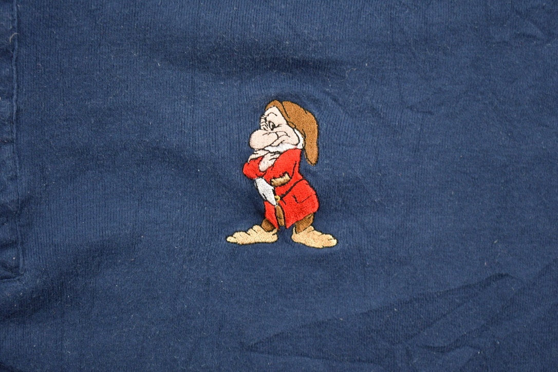 Vintage 1990s Snow White Theme Embroidered Quarter Button Long Sleeve Shirt