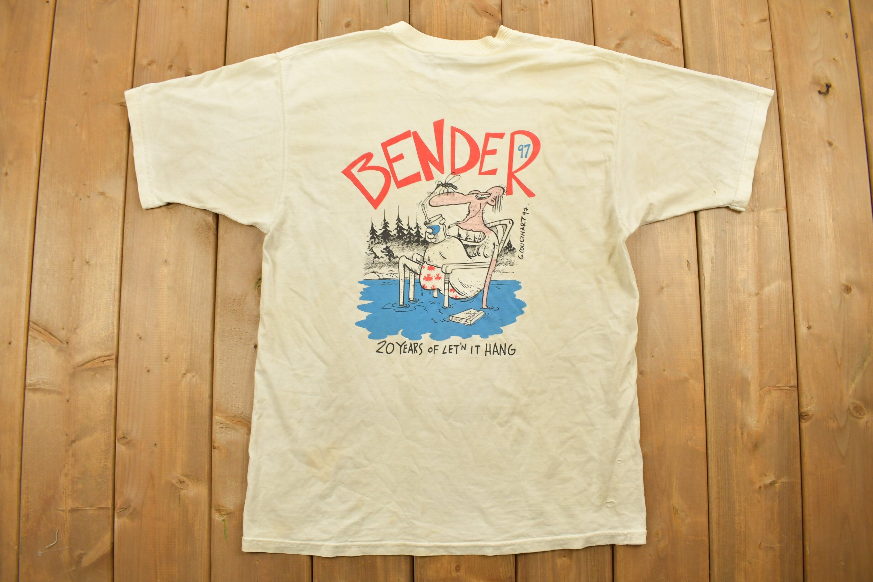 Vintage 1997 Bender Funny Graphic T-Shirt