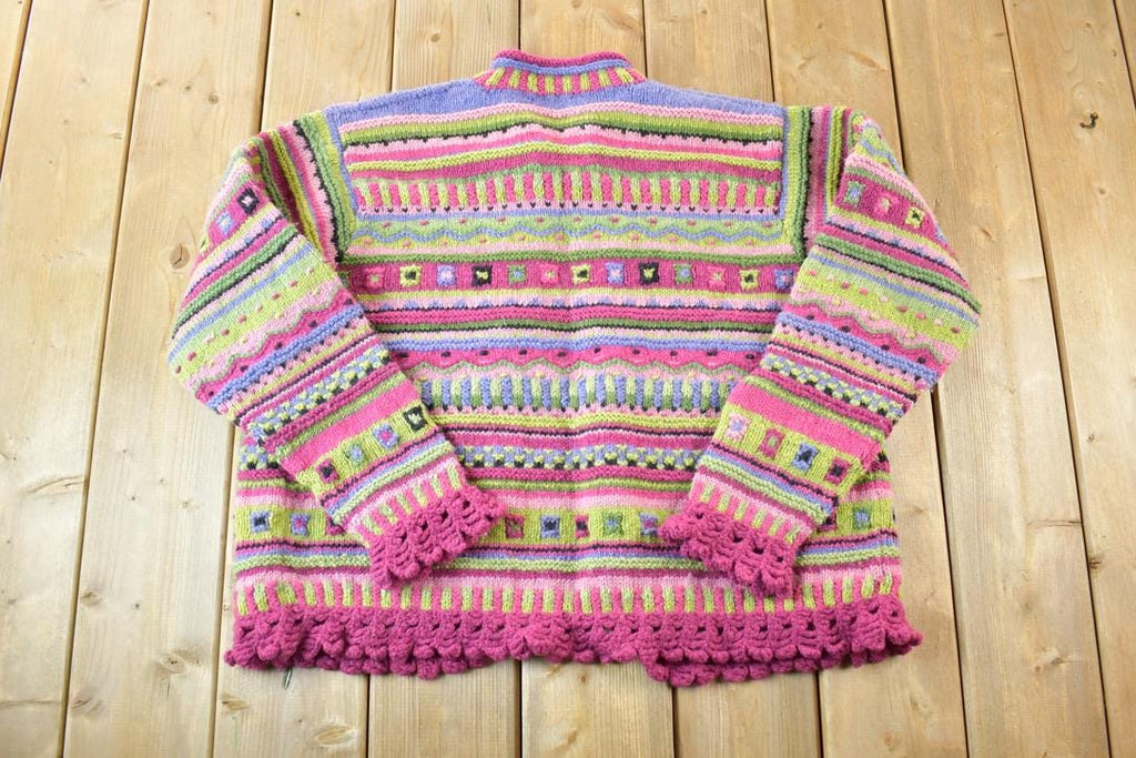 Vintage 1990s Newari Knit Abstract Pattern Crewneck Sweater