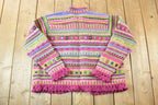 Vintage 1990s Newari Knit Abstract Pattern Crewneck Sweater