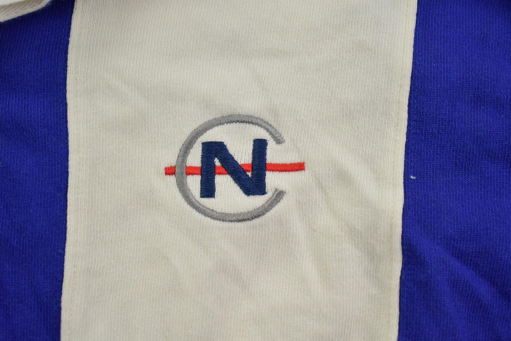 Vintage 1990s Nautica Competition Striped Rugby Shirt Crewneck Sweatshirt - Large