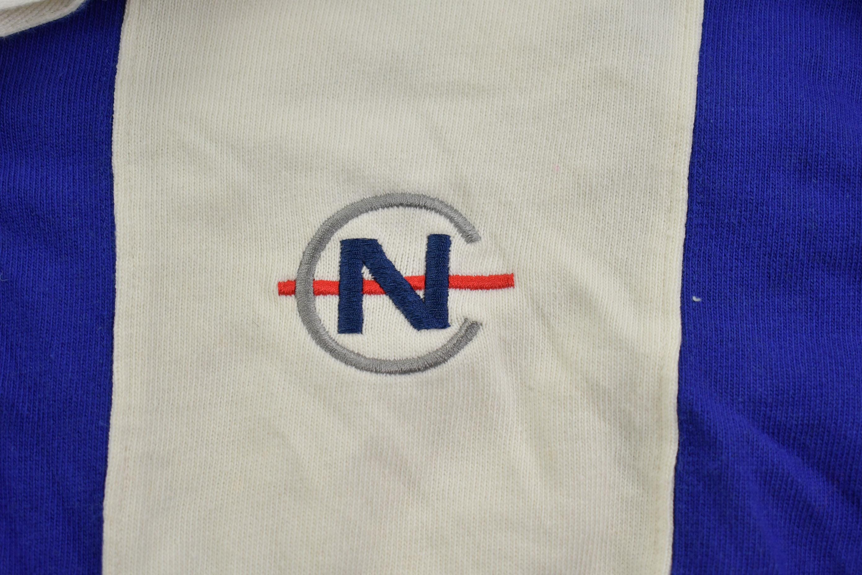 Vintage 1990s Nautica Competition Striped Rugby Shirt Crewneck Sweatshirt - Large