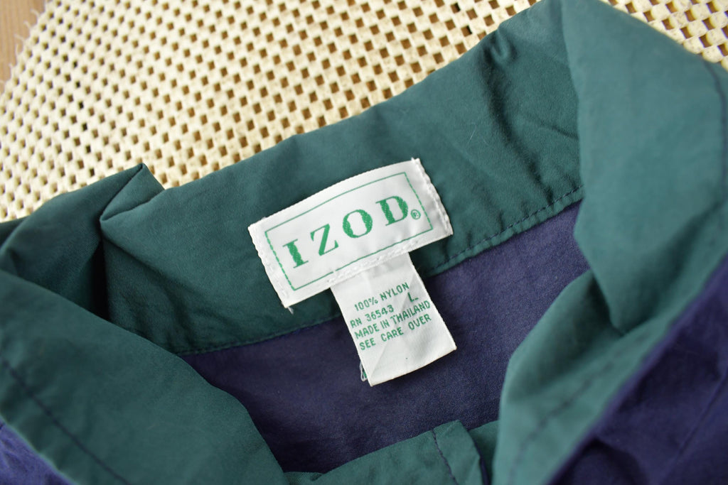 Vintage 1990s IZOD Striped Pullover Windbreaker Jacket Size L