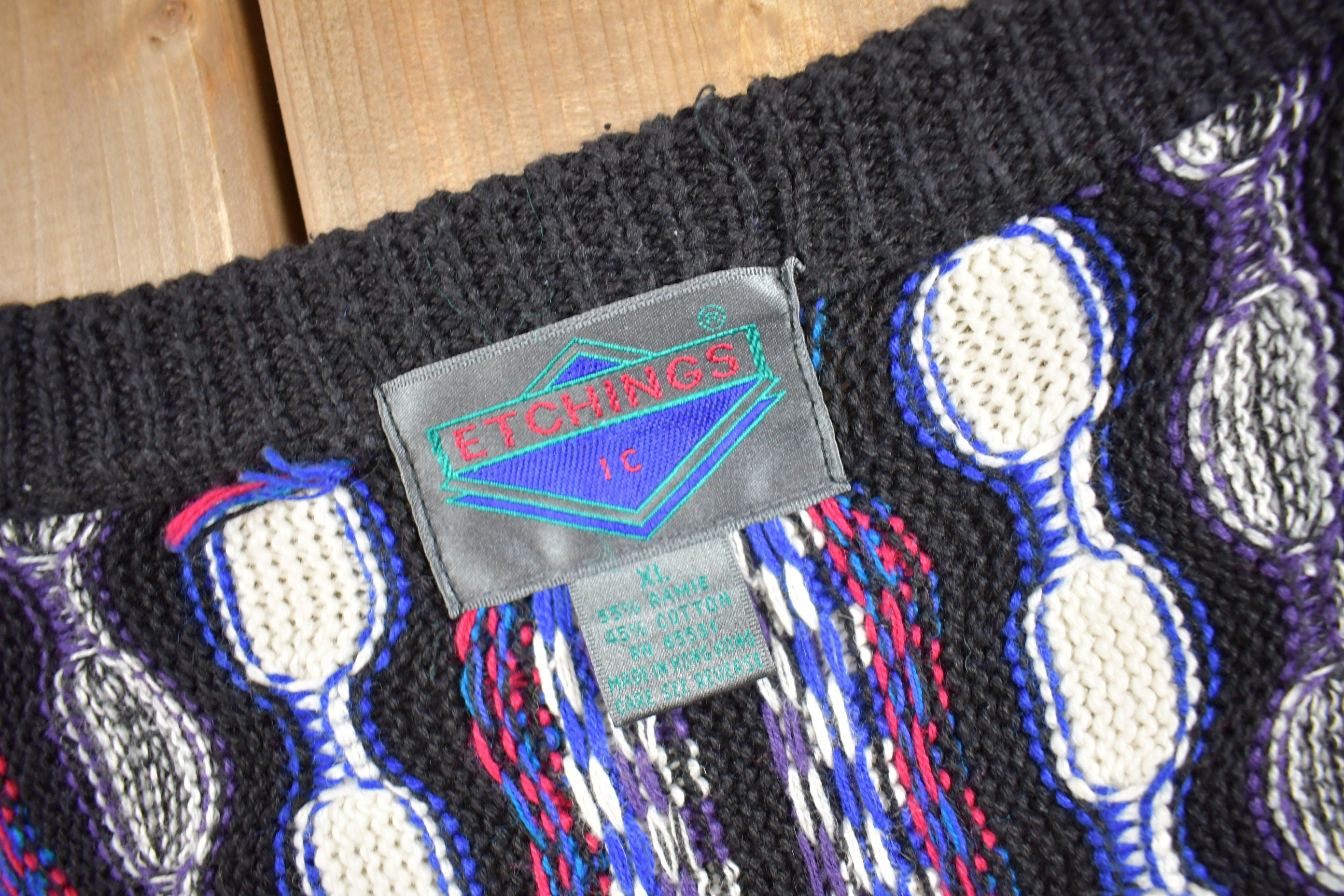 Vintage 1990s Etchings 3-D Knit Cardigan Sweater  Grandpa Sweater  Made in Canada  Vintage Streetwear  Coloured Cable Knit