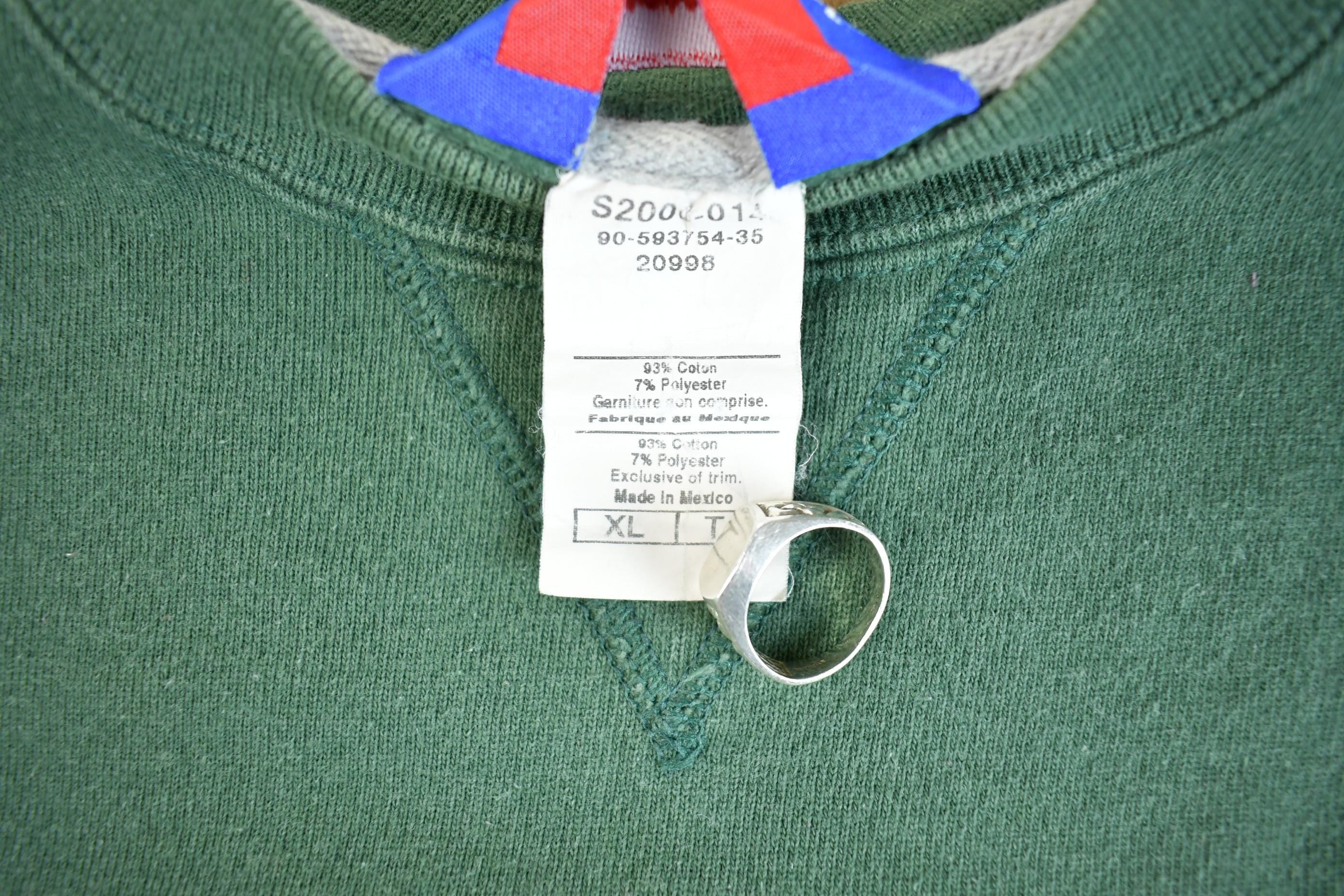 Vintage Y2K Green Champion Small Logo Embroidered Crewneck Sweatshirt - XL