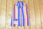 Vintage 1960s Striped Button Up Sleeveless Shirt Women's XS