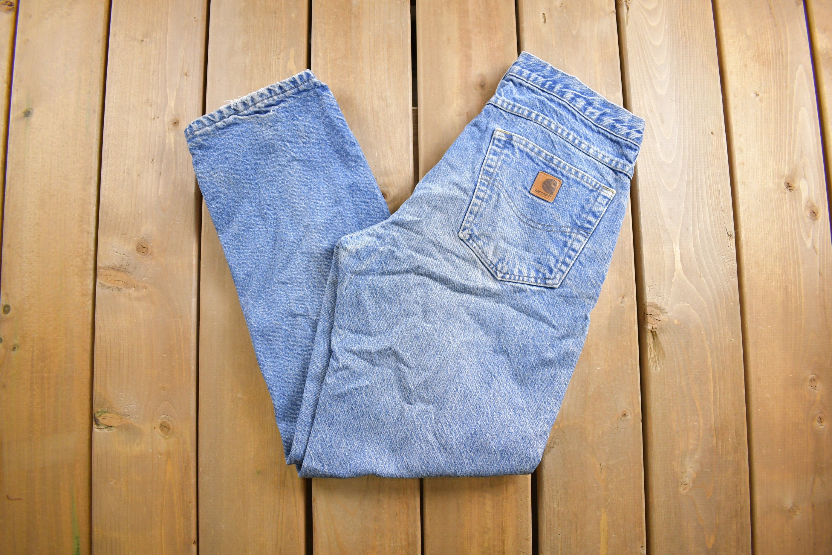 Vintage 1990s Carhartt Plaid Lined Work Jeans Size 31 x 29
