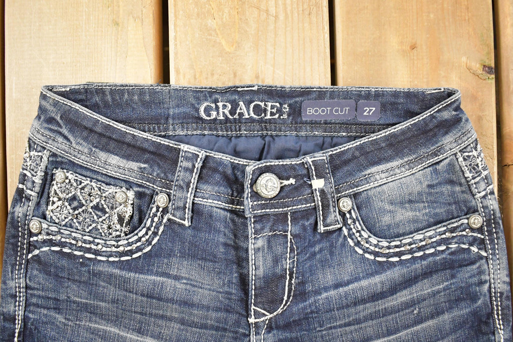 Vintage Deadstock Y2K Grace LA Bedazzled Low Rise Jeans Women's Size 27 x 32